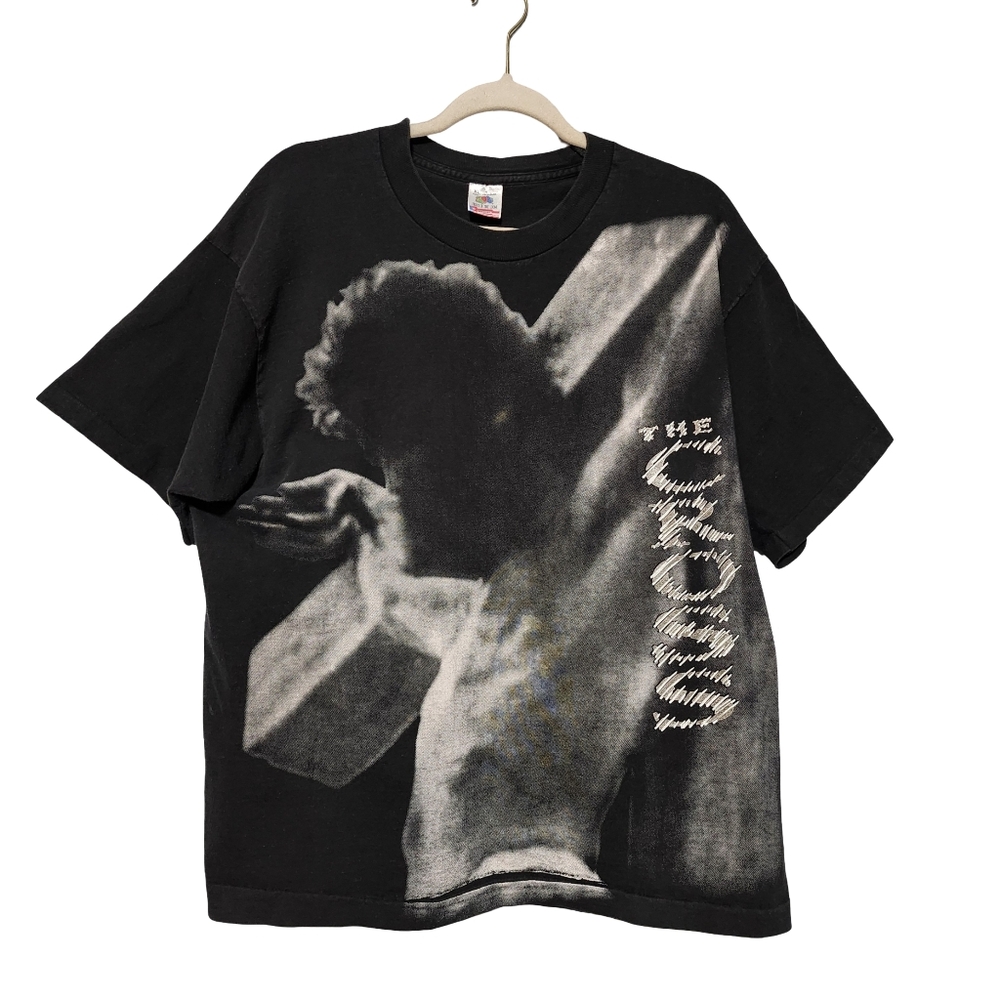 VINTAGE CROSS T Shirt Mens XL Black White Single Stitch 1992 Grunge Christian - Picture 2 of 12